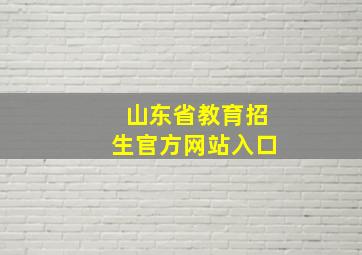 山东省教育招生官方网站入口