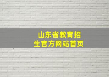 山东省教育招生官方网站首页