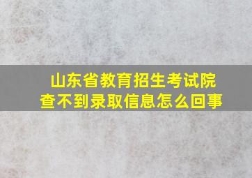 山东省教育招生考试院查不到录取信息怎么回事