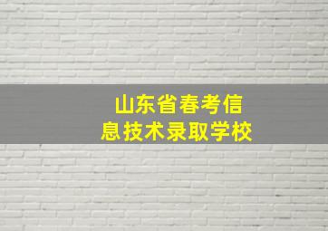 山东省春考信息技术录取学校