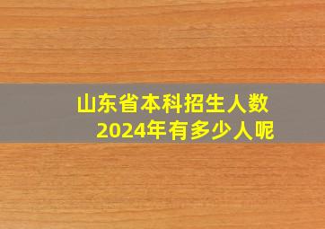 山东省本科招生人数2024年有多少人呢