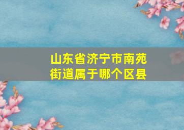 山东省济宁市南苑街道属于哪个区县