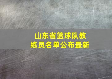 山东省篮球队教练员名单公布最新