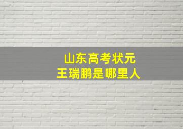 山东高考状元王瑞鹏是哪里人