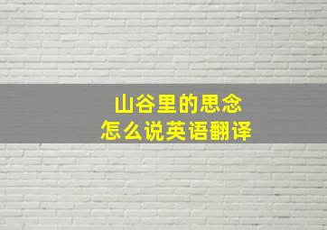 山谷里的思念怎么说英语翻译