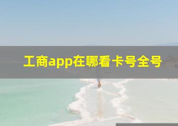 工商app在哪看卡号全号