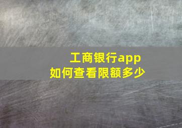 工商银行app如何查看限额多少