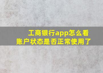 工商银行app怎么看账户状态是否正常使用了