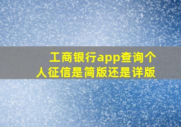 工商银行app查询个人征信是简版还是详版