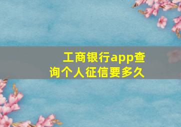 工商银行app查询个人征信要多久