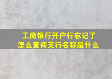 工商银行开户行忘记了怎么查询支行名称是什么