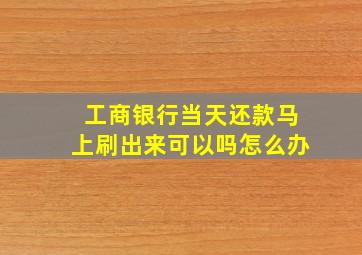 工商银行当天还款马上刷出来可以吗怎么办