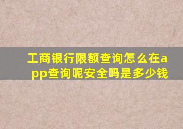 工商银行限额查询怎么在app查询呢安全吗是多少钱