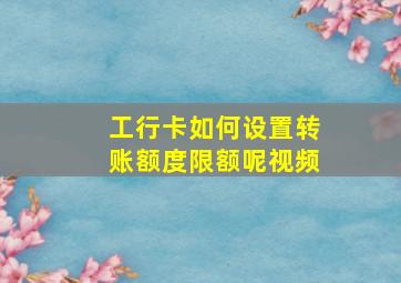 工行卡如何设置转账额度限额呢视频