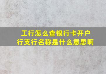 工行怎么查银行卡开户行支行名称是什么意思啊