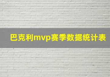 巴克利mvp赛季数据统计表