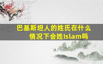 巴基斯坦人的姓氏在什么情况下会姓Islam吗