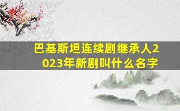 巴基斯坦连续剧继承人2023年新剧叫什么名字