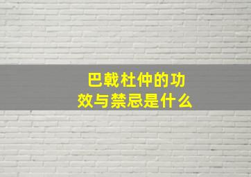 巴戟杜仲的功效与禁忌是什么