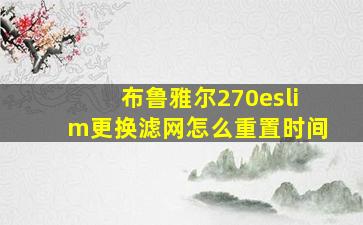 布鲁雅尔270eslim更换滤网怎么重置时间