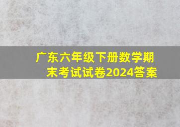 广东六年级下册数学期末考试试卷2024答案