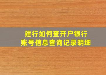 建行如何查开户银行账号信息查询记录明细