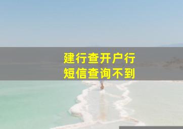 建行查开户行短信查询不到