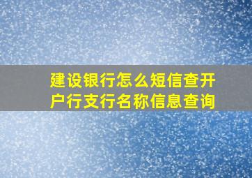 建设银行怎么短信查开户行支行名称信息查询