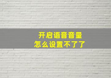 开启语音音量怎么设置不了了