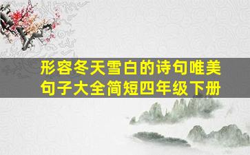 形容冬天雪白的诗句唯美句子大全简短四年级下册