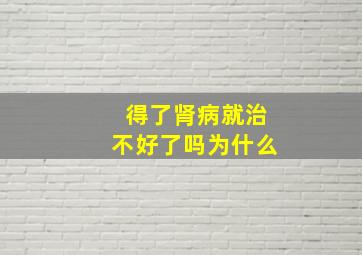 得了肾病就治不好了吗为什么