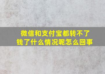 微信和支付宝都转不了钱了什么情况呢怎么回事