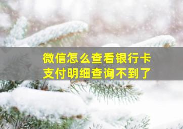 微信怎么查看银行卡支付明细查询不到了