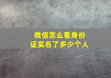 微信怎么看身份证实名了多少个人