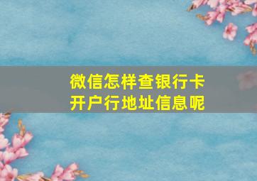 微信怎样查银行卡开户行地址信息呢