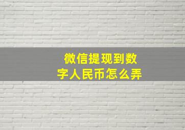 微信提现到数字人民币怎么弄