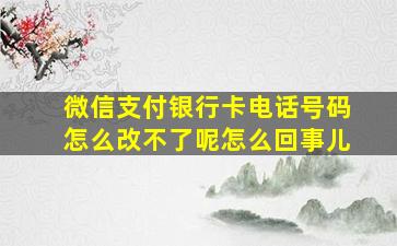 微信支付银行卡电话号码怎么改不了呢怎么回事儿