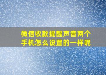 微信收款提醒声音两个手机怎么设置的一样呢