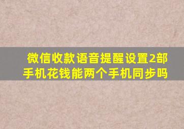 微信收款语音提醒设置2部手机花钱能两个手机同步吗