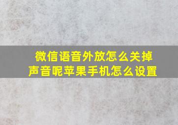 微信语音外放怎么关掉声音呢苹果手机怎么设置