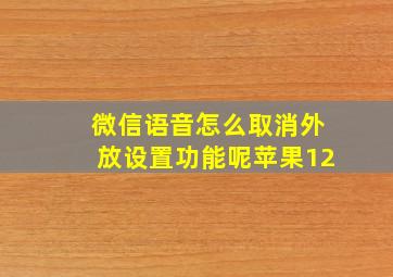 微信语音怎么取消外放设置功能呢苹果12