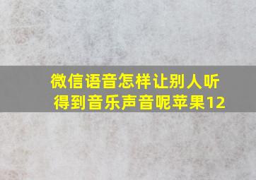 微信语音怎样让别人听得到音乐声音呢苹果12