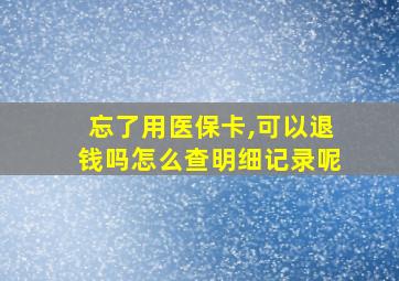 忘了用医保卡,可以退钱吗怎么查明细记录呢