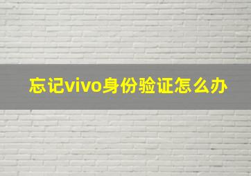 忘记vivo身份验证怎么办