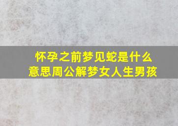 怀孕之前梦见蛇是什么意思周公解梦女人生男孩