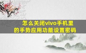 怎么关闭vivo手机里的手势应用功能设置密码