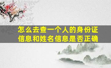 怎么去查一个人的身份证信息和姓名信息是否正确