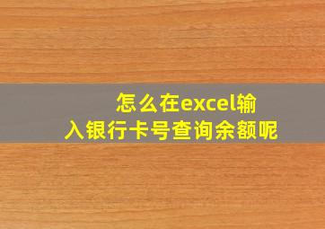 怎么在excel输入银行卡号查询余额呢