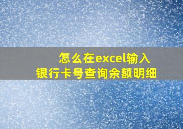 怎么在excel输入银行卡号查询余额明细