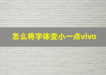 怎么将字体变小一点vivo